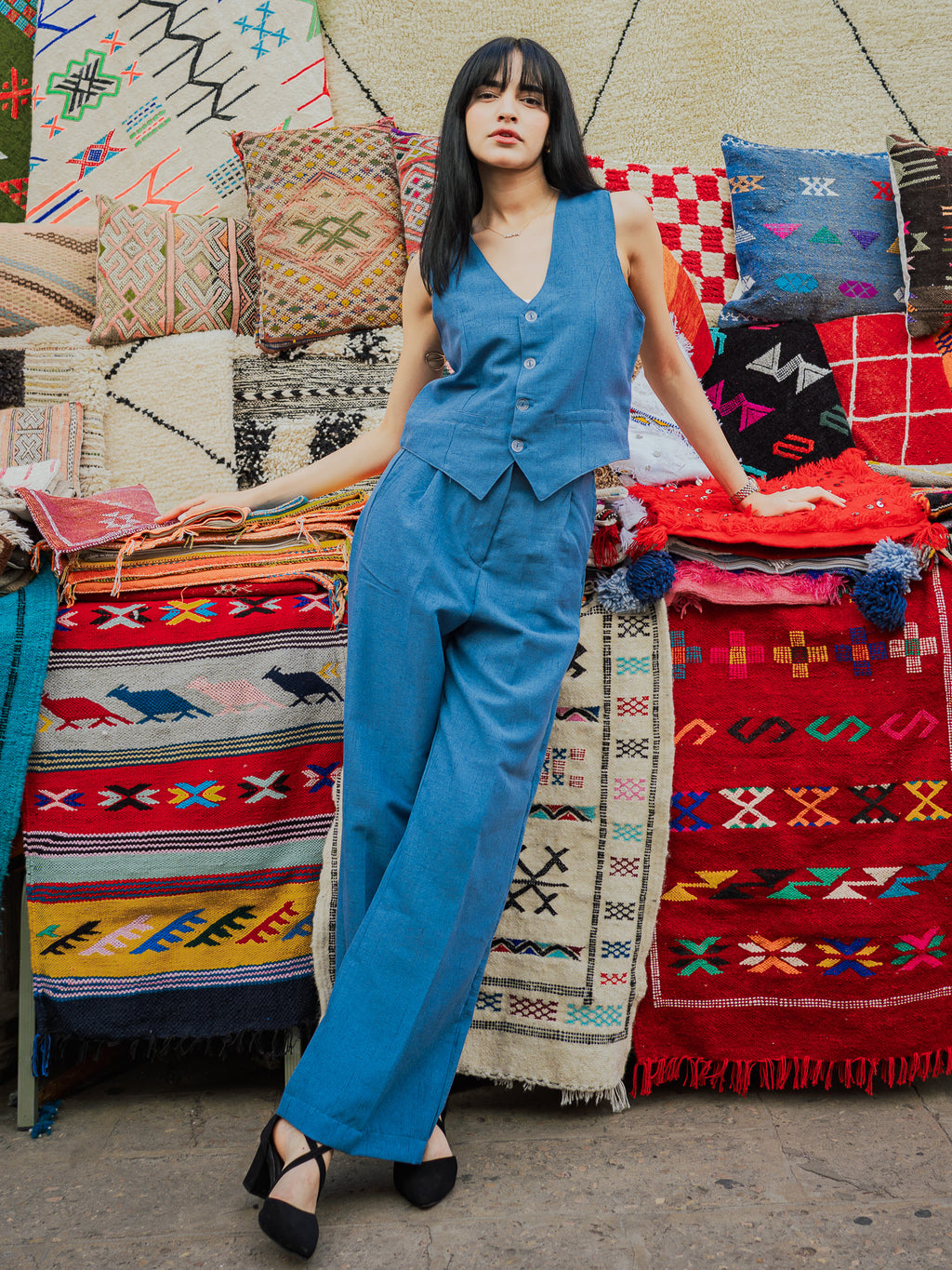 Tailored Linen Ensemble Blue