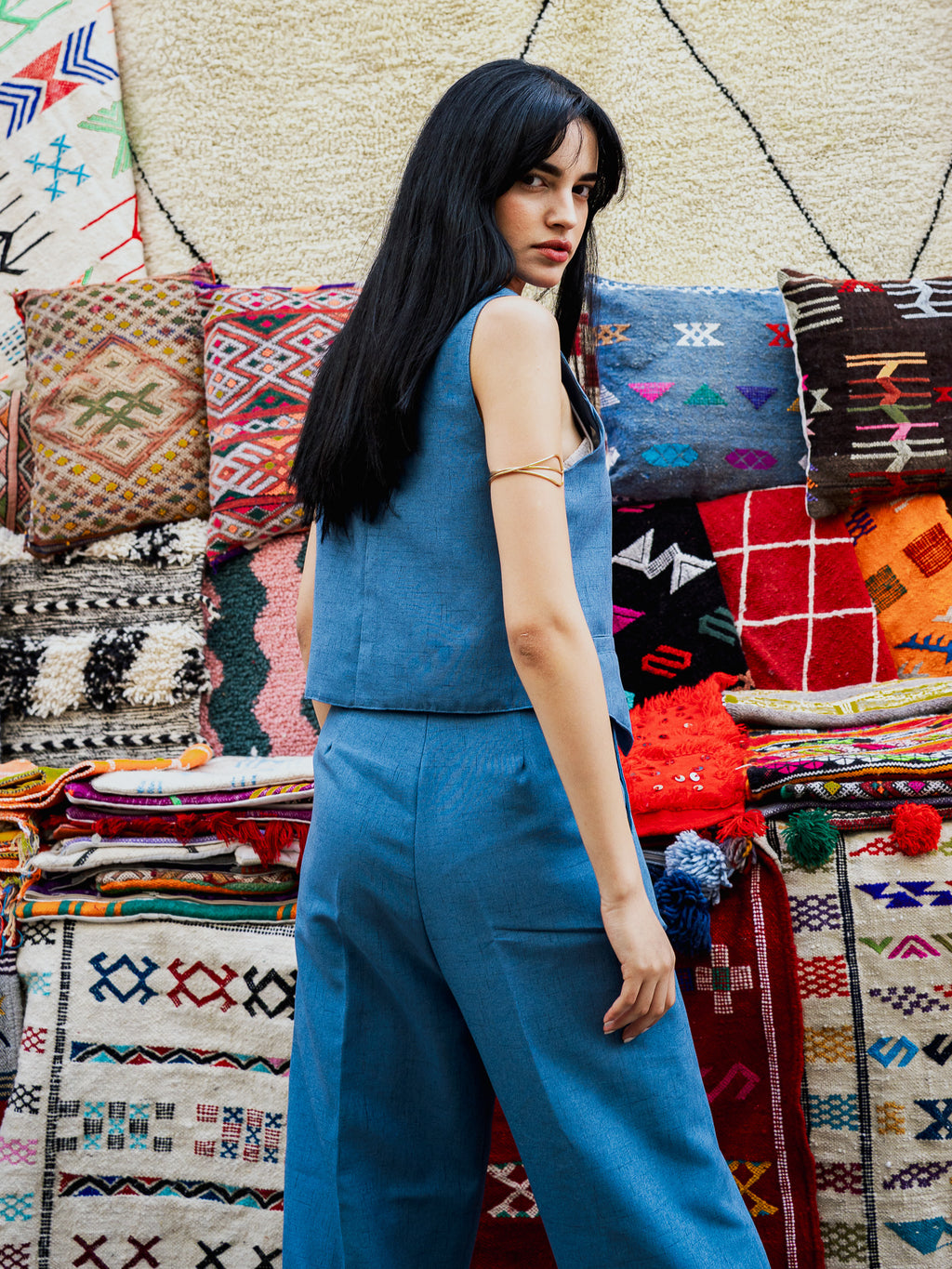 Tailored Linen Ensemble Blue