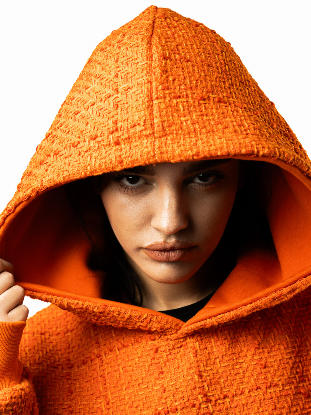TWEED HOODIE ORANGE