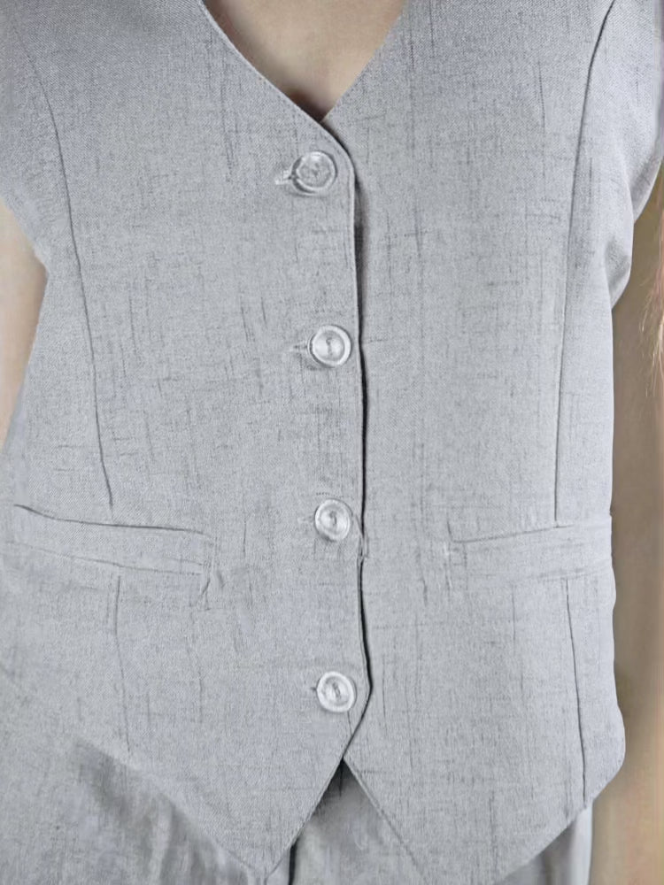 Tailored Linen Ensemble Gris